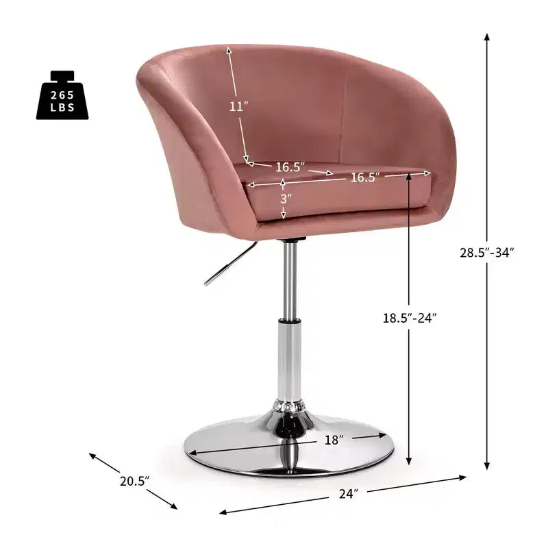 Chaise de bar moderne en velours réglable en hauteur avec siège pivotant pour maquillage