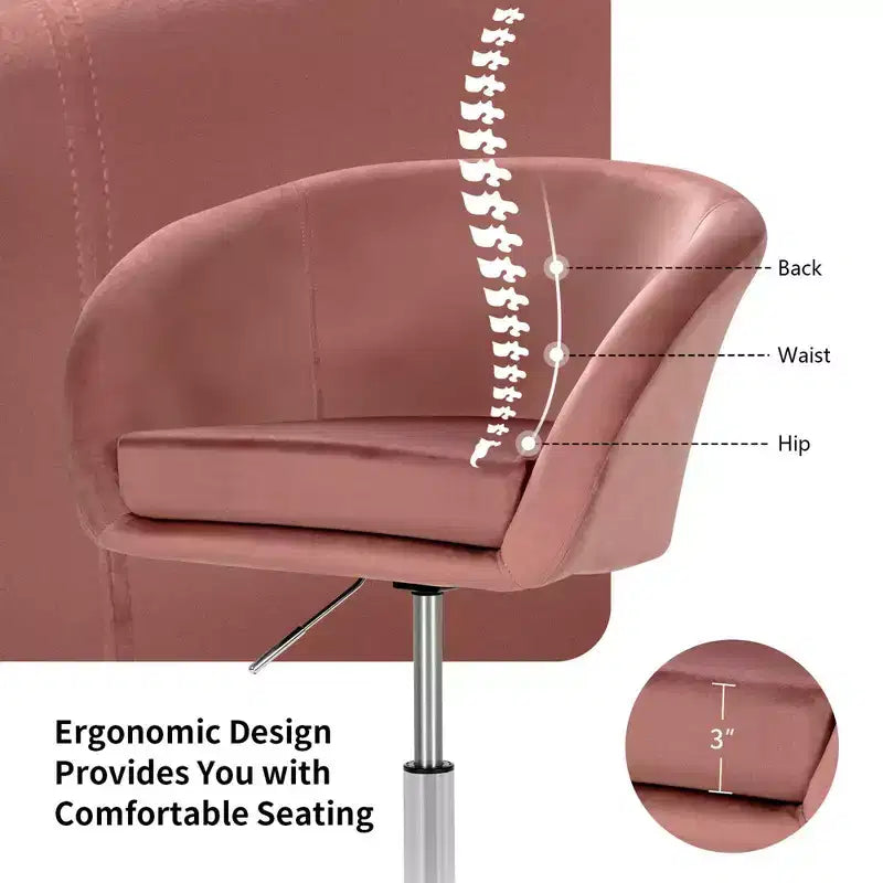 Chaise de bar moderne en velours réglable en hauteur avec siège pivotant pour maquillage