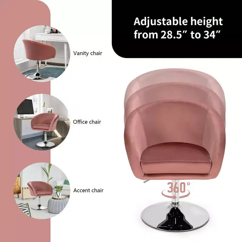 Chaise de bar moderne en velours réglable en hauteur avec siège pivotant pour maquillage