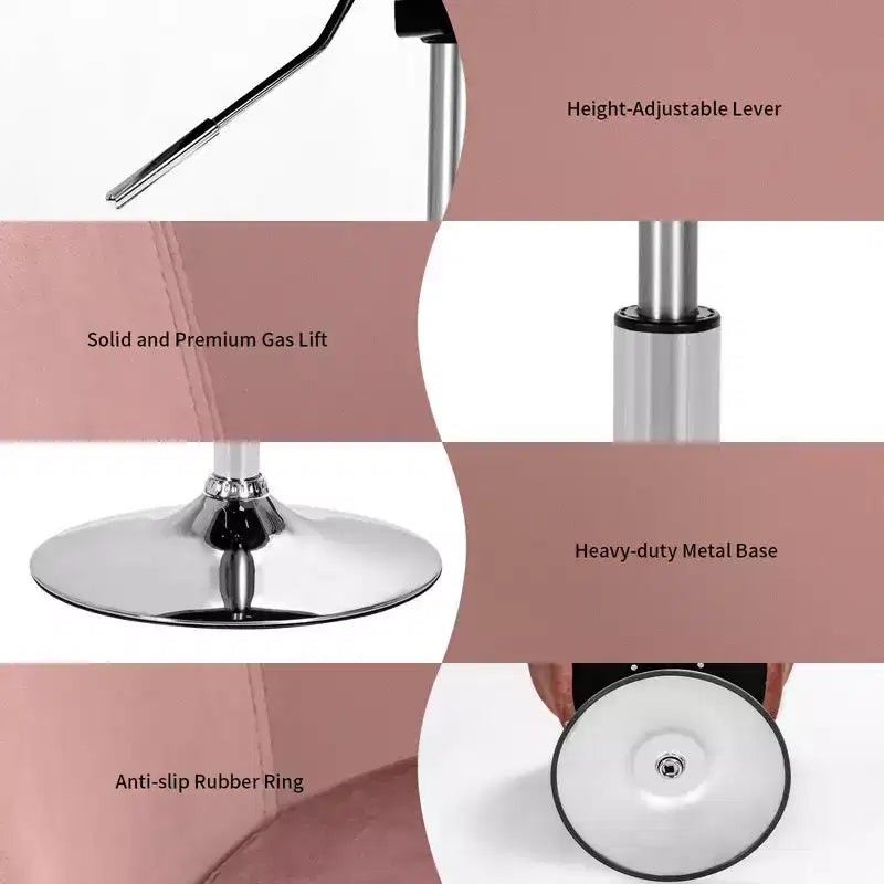 Chaise de bar moderne en velours réglable en hauteur avec siège pivotant pour maquillage