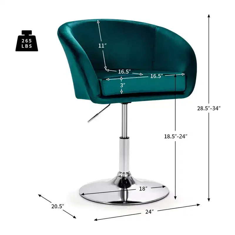 Chaise de bar moderne en velours réglable en hauteur avec siège pivotant pour maquillage