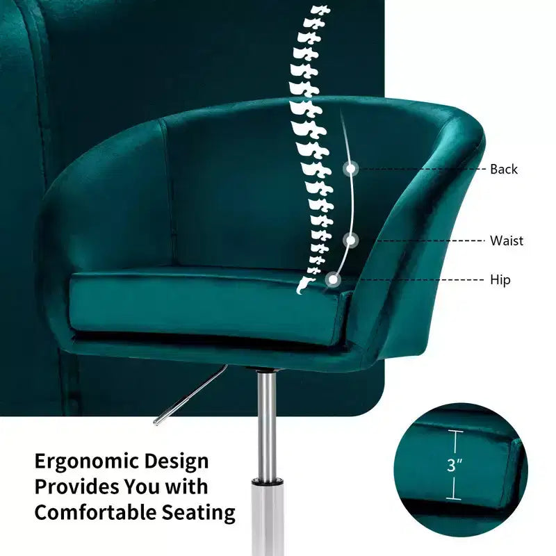 Chaise de bar moderne en velours réglable en hauteur avec siège pivotant pour maquillage