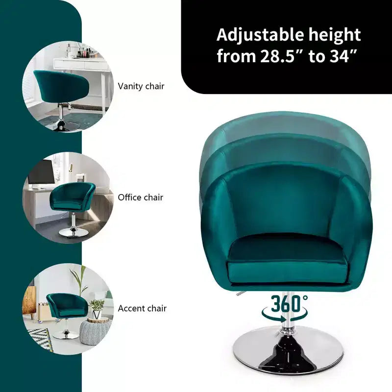 Chaise de bar moderne en velours réglable en hauteur avec siège pivotant pour maquillage